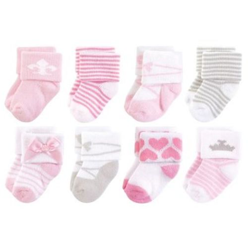 Hudson Baby Infant Girl Cotton Rich Newborn and Terry Socks, Royal, 0-6 Months