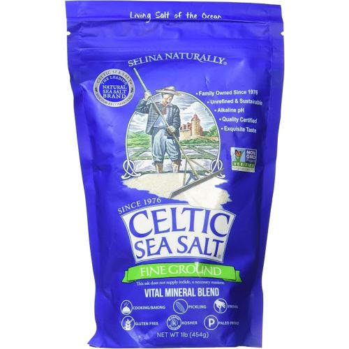 Fine Ground Celtic Sea Salt – 16 Ounce (Pack of 1) Resealable Bag of Nutritious, Classic Sea Salt, Great for Cooking, Baking, Pickling, Finishing and More, Pantry-Friendly, Gluten-Free