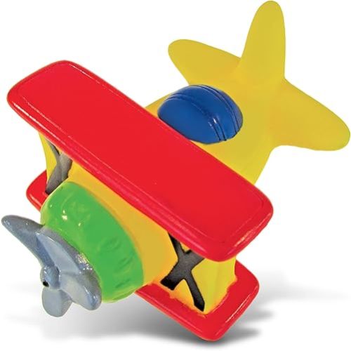 DolliBu Bi Plane Bath Buddy Squirter - Floating Bi-Plane Rubber Bath Toy, Fun Water Squirting Bathtime Play for Toddlers, Cute Airplane Transport Toy for The Bathtub