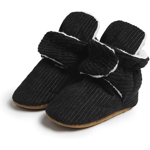 Sawimlgy Newborn Infant Baby Girl Boy Cotton Booties Stay On Sock Slippers Soft Bedroom Shoes Non-Skid Ankle Boots With Grippers Toddler Crib Warm Shoe First Walker Birthday Shower