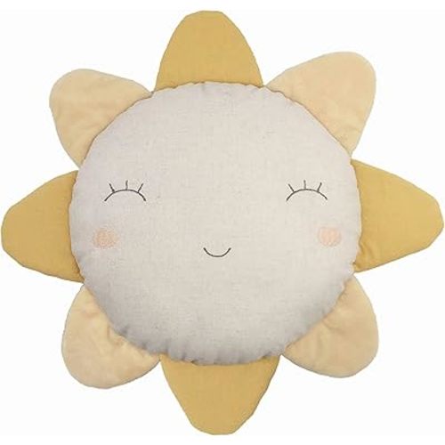 MON AMI Sunny Day, Sun Shaped Throw Pillow – 14.5” Plush Decorative Cushion for Bed, Couch, or Room Décor, Whimsical Sun Accent Pillow, Soft Home Decoration