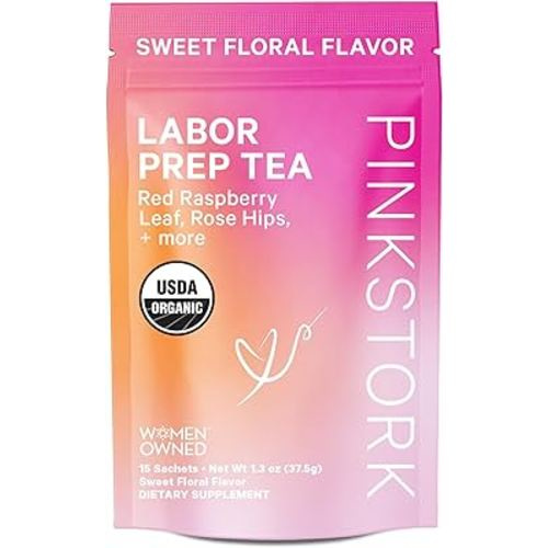 Pink Stork Labor Prep Tea - Organic Pregnancy Tea with Raspberry, Chamomile, Rosehip for Labor and Delivery