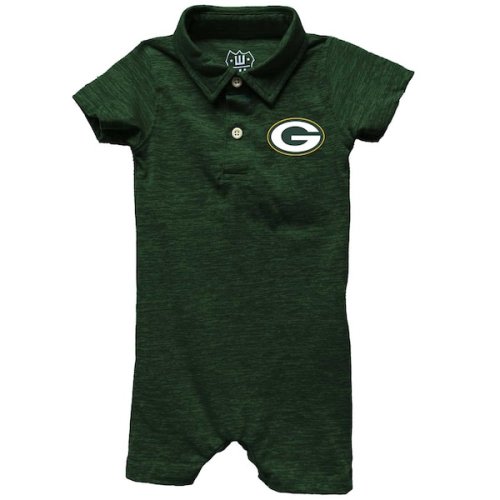 Green Bay Packers Wes & Willy Infant Short Leg Cloudy Yarn Polo Bodysuit - Green