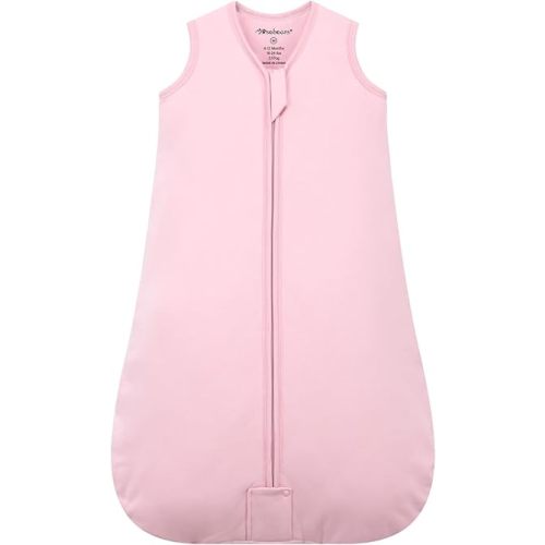 Mosebears Sleep Sack Baby Winter Wearable Blanket with 2-Way Zipper,2.5 TOG Cotton Sleep Sack Unisex (Blush, 0-6 Months)