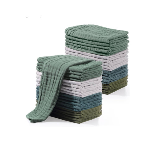 Buryeah 20 Pcs Large 20 x 10 Inch Burp Cloths Multi Colors Washcloths Baby Burping Cloth Diapers 6 Absorbent Layers Face Towels(Dark Colors)