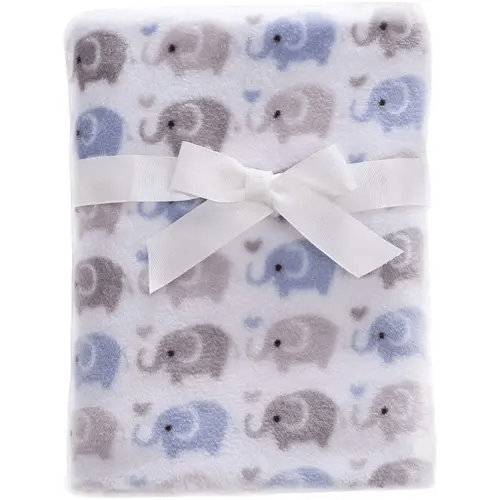 CREVENT 30"X40" Cute Lightweight Silky Cozy Warm Baby Blanket for Boys Infant Toddler Newborn Unisex Crib Cot Stroller, Baby Shower, Summer Spring - Blue Elephant