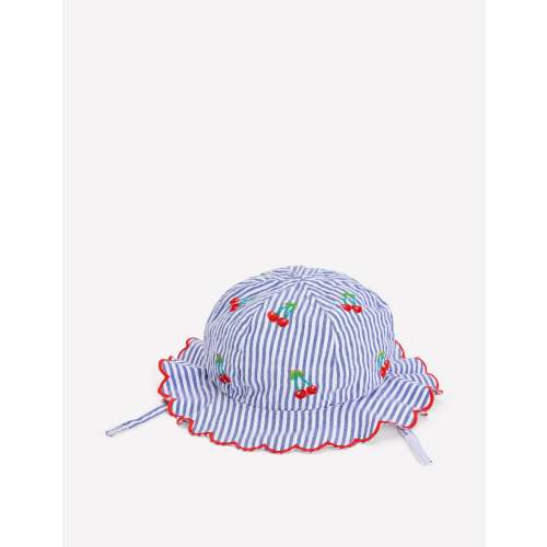 Baby Sun Hat-Blue Ticking Cherries
