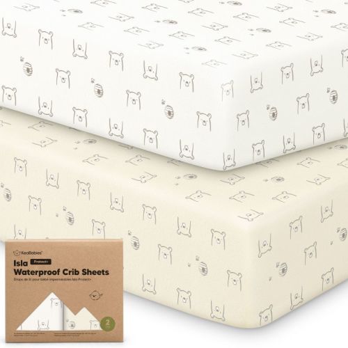 KeaBabies Isla Waterproof Crib Sheets for Boys, Girls, 2pk Baby Fitted Crib Sheet, Waterproof Crib Mattress Protector Sheets (Rust)