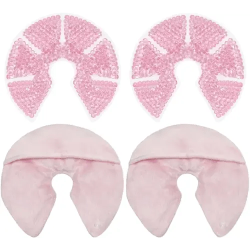  TendHer Reusable Soothing Breastfeeding Gel Pads with Absorbent  Covers, Hot or Cold Packs for Nursing Pain Relief from Sore Nipples,  Engorgement and Clogged Ducts, Pack of 2 Gel Packs and Sleeves 