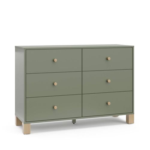 Storkcraft California 6 Drawer Dresser with Interlocking Drawers, Color: Olive/Driftwood