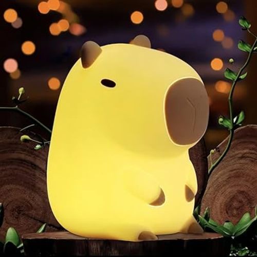 Capybara Cute Night Light, LED Squishy Novelty Animal Night Lamp, 2 Levels Dimmable Nursery Bedroom Nightlight for Kids, Rechargeable Touch Lamp, Dorm Decor, Baby Boys Girls Gifts