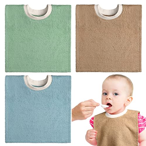 Foaincore 3 Pieces Full Coverage Toddler Bibs Pullover Baby Bibs Absorbent Cotton Terry Towel Toddler