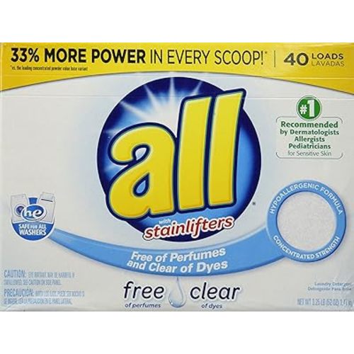 All Powder Laundry Detergent, Free Clear for Sensitive Skin, 52 Ounces, 40 Loads