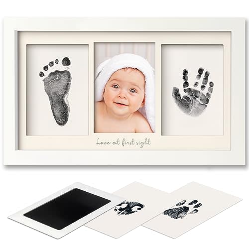Large Size Baby Inkless Handprint and Footprint Kit with 4 Ink Pads and 8 Impr