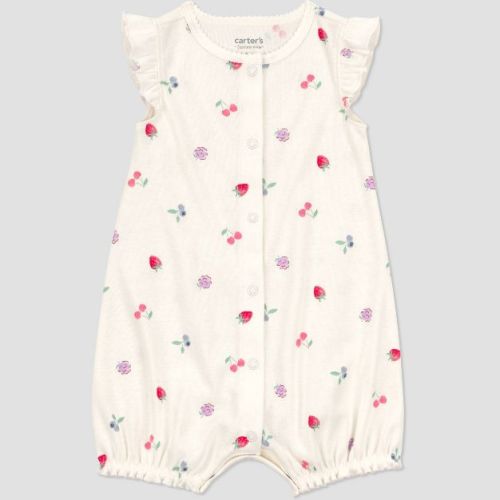 Carter's Just One You® Baby Girls' Floral Romper - Cream/Pink/Purple 9M