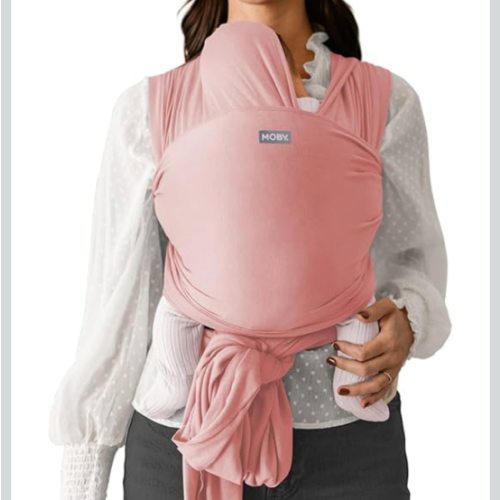 Moby Basics Baby Wrap Carrier for Newborns to Toddlers (8-33lbs), Infant Sling Carrier, Lightweight & Hands Free Design, Adjustable for All Body Types (Ballet Slipper)