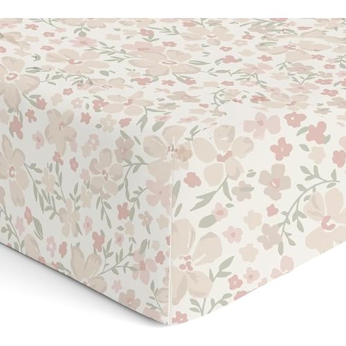 Makemake Organics GOTS Certified Organic Cotton Fitted Crib Sheet Soft Breathable (28"x52", Blossom)