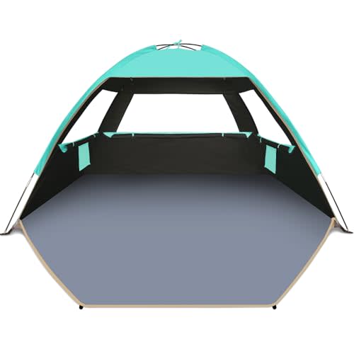 Gorich Beach Tent Sun Shelter for 3/4-5/6-7/8-10 Person with UPF 50＋ UV Protection, Lightweight & Easy Setup Beach Shade Canopy, Portable Beach Shade Tent Beach Cabana