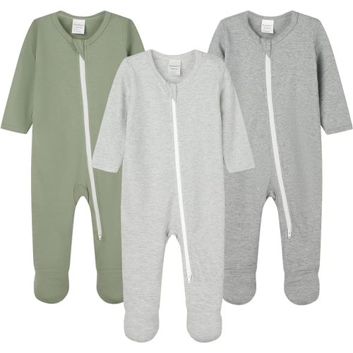 Baby Boys' Cotton Sleep and Play Pjs, Snug Fit Footed Jumpsuit, Zip Front Pajamas