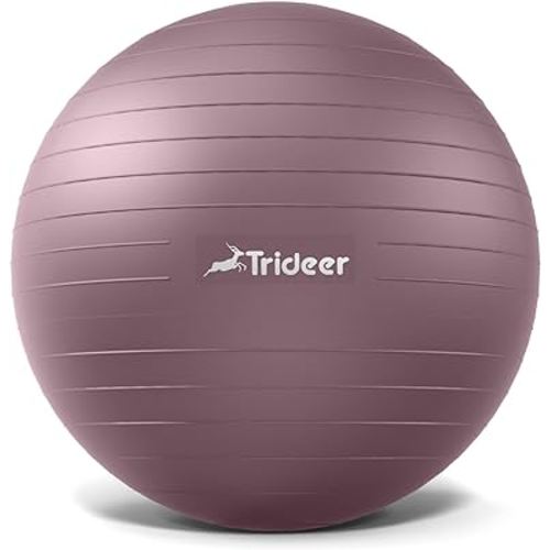 Trideer Yoga Ball - Exercise Ball for Workout pilates Stability - Anti-Burst and Slip Resistant for physical therapy, Birthing, Stretching & Core Workout, Office Ball Chair, Flexible Seating, Home Gym
