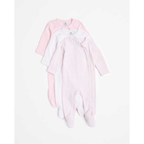 Baby Organic Cotton Print Zip Coveralls 3 Pack - Pink