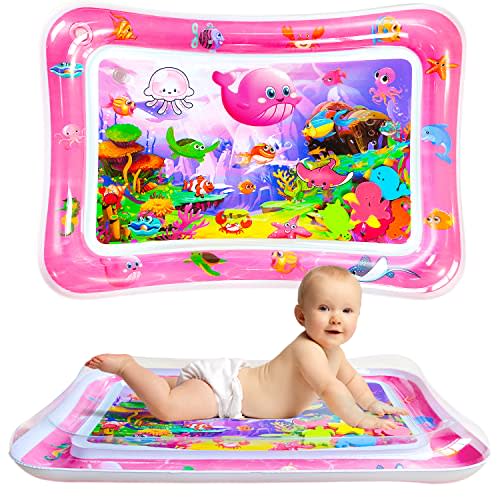 Baby Water Mat, 27x20in Inflatable Tummy Time Watermat with Climate Pledge Friendly, Safe Water Play Mat Sensory Toy for Infants 3-36 Months, Portable Travel Water Pad for Baby Gift (Pink)