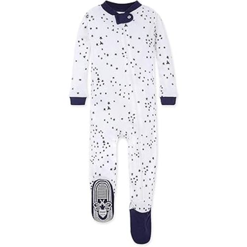 Burt's Bees Baby Boys' Pajamas, Zip-Front Non-Slip Footed Sleeper, Organic Cotton