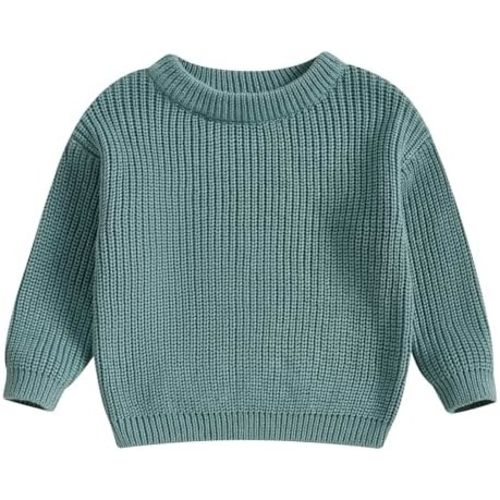 Karwuiio Toddler Baby Girl Boy Knit Sweater Round Neck Long Sleeve Pullover Sweatshirt Fall Winter Clothes