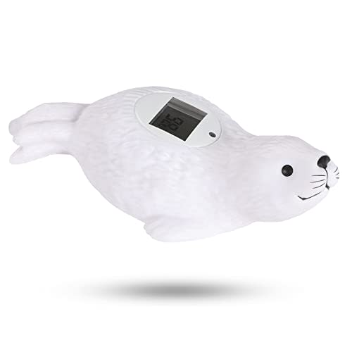 CLYMENE Baby Bath Thermometer Safety - Auto ON/Off Bath Water Thermometer & Room Thermometer with Temperature Warning - Bath Tub Thermometer Floating Toy for Infant Baby Bathing (Seal Shape)
