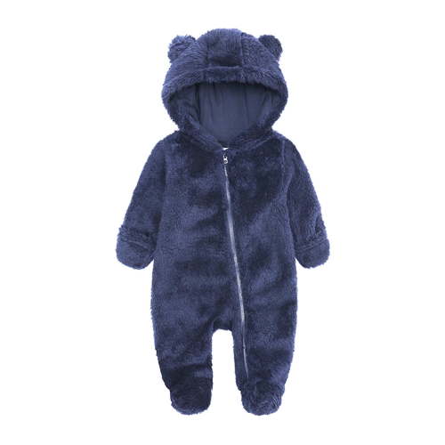Dealovy Winter Infant Baby Clothes Warm Thick Zip up Onesie Newborn Girls Boys Hooded Footed Romper Kids Jumpsuit with Cute Ears