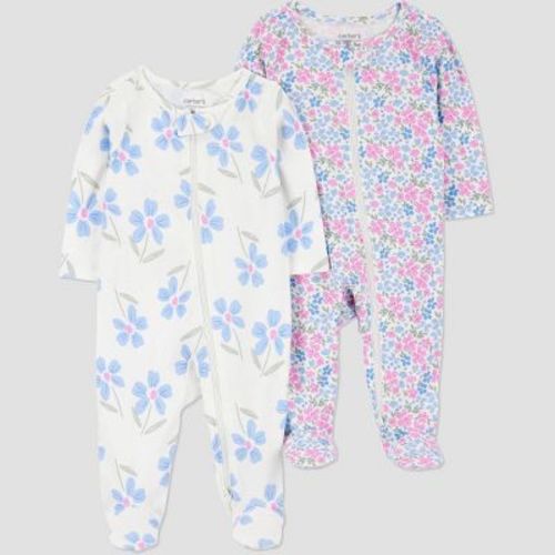 Carter's Just One You®️ Baby Girls' 2pk Floral Sleep N' Play - Purple/ivory Newborn