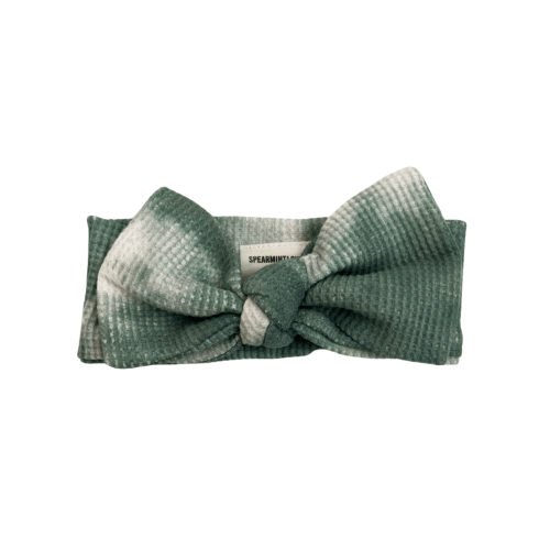 Organic Waffle Knot Bow, Matcha Tie Dye