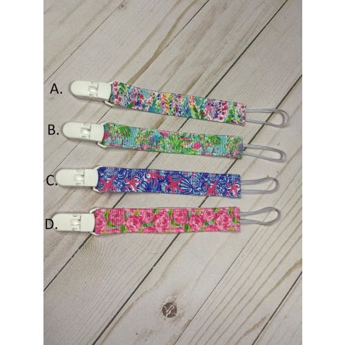 Lilly Inspired Pacifier Clip/ Baby shower gift / fabric pacifier clip / handmade baby present /