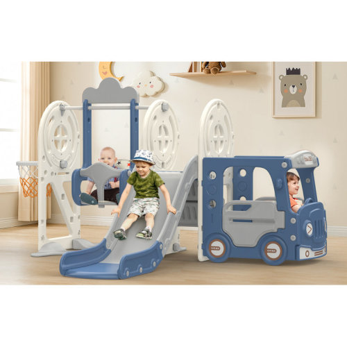 Suteck 5 in 1 Toddler Slide, Kids Slide with Climber,Bus Playhouse and Swing Outdoor Indoor Slide Playset & Reviews | Wayfair