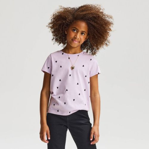 Girls' Short Sleeve 100% Cotton Hearts T-Shirt - Cat & Jack™ Purple S