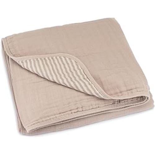 Parker Baby Muslin Blanket | 100% Soft Cotton Toddler Quilt & Baby Muslin Swaddle | Gender Neutral Design 47" x 47" Blanket