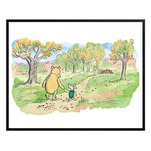 Winnie Nursery Wall Art & Decor - Little Boys, Baby Girls Room, Toddler, Kids Bedroom Decor - Pooh Vintage Baby shower Gifts for Women, Daughter, Son - 8x10 Unframed prints