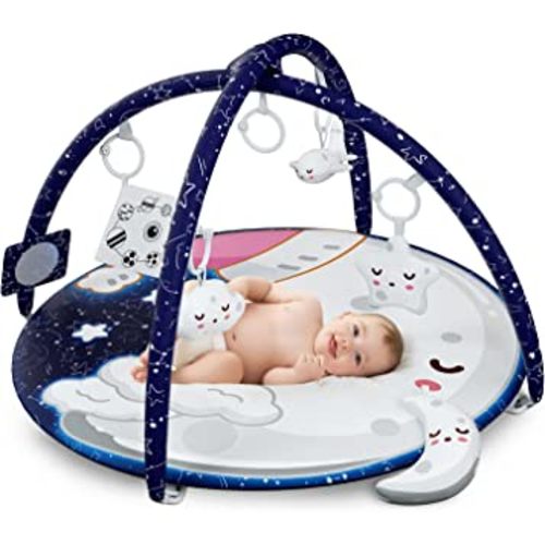 Baby Play Mat - Baby Gym Washable Baby Mat Covers Baby Activity Play Mat with 6 Toys,Thicker Non-Slip Tummy Time Mat for Infants Baby Registry Search