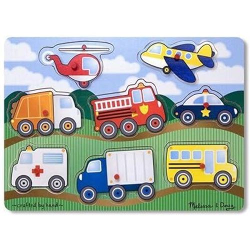 Amazon.com: Melissa & Doug Vehicles Wooden Peg Puzzle (8 pcs) : Melissa & Doug: Everything Else