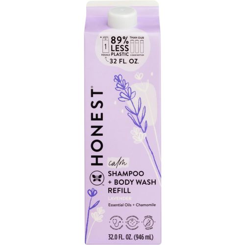 The Honest Company 2-in-1 Cleansing Shampoo + Body Wash Refill Carton | Gentle for Baby | Naturally Derived, Tear-free, Hypoallergenic | Lavender Calm, 32 fl oz