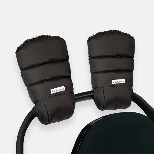 7AM Enfant Core Warmmuffs in Black Plush