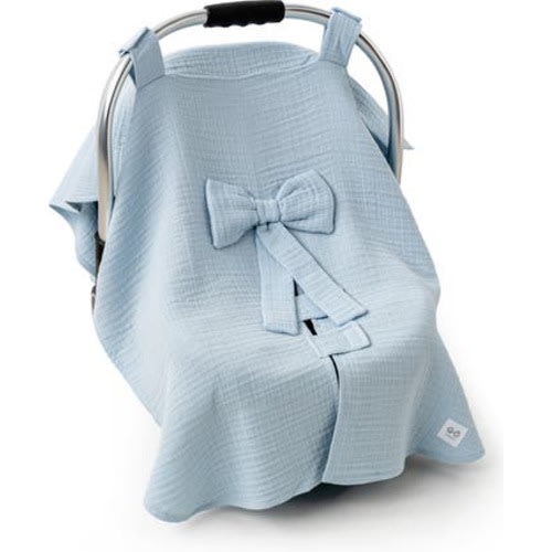 Andy Wawa Muslin Bow Car Seat Cover - Light Blue