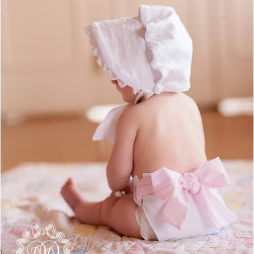 Baby Bow Bottom Bloomer - Worth Avenue White with Palm Beach Pink