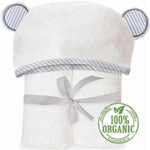 Organic Bamboo Hooded Baby Towel - Soft, Hooded Bath Towels with Ears for Babies, Toddlers - Hypoallergenic, Large Baby Towel Perfect Baby Shower Gift for Boys and Girls by San Francisco Baby - Organic Towel