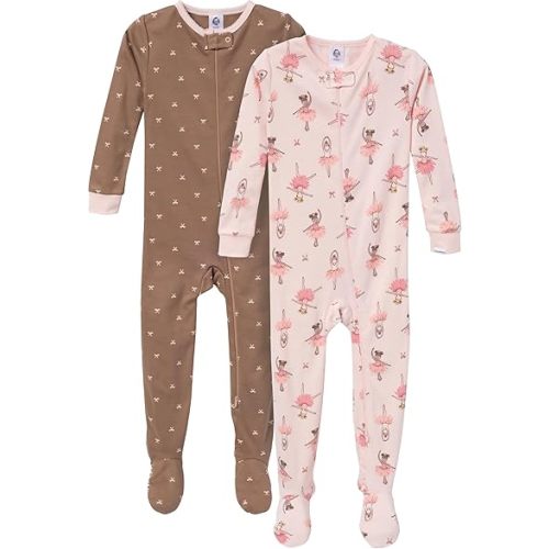 Gerber Baby Girls’ 2-Pack Footed Pajamas