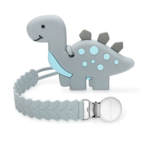 Teething Toys for Babies 0-6 6-12 Months Baby Teethers with Clip Silicone Baby Teether Toys for Boys and Girls Infant Teething Relief for Teething Dinosaur Shape, Gray