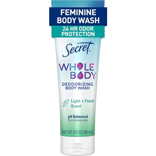 Secret Feminine Wash, 24 HR Deodorizing Feminine Body Wash for Women, Removes 6x Causes of Odor, PH Balanced, Safe to Use Everywhere, Light & Fresh, 8.0 oz
