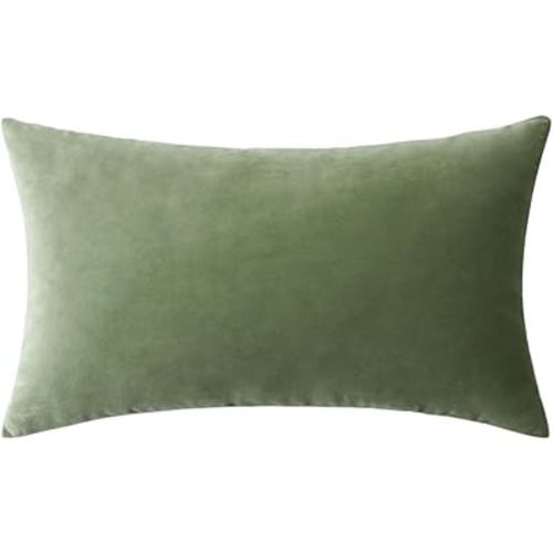 MIULEE Velvet Pillow Cover Soft Luxury Decorative Throw Pillow Cover Single Rectangle Cushion Case for Spring Couch Sofa Bedroom Car Decor,12x20 Inch Sage Green