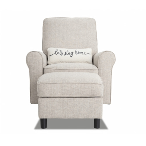 Cottage Chic Beige Accent Swivel Glider & Storage Ottoman
