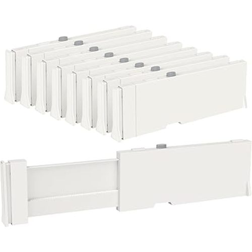 Vtopmart Drawer Dividers for Clothes 8 Pack, Adjustable 4" High Expandable from 11.6"-17" Dresser Drawer Organizer, Plastic Drawers Separators for Dresser, Baby Clothes, Kitchen and Office Storage